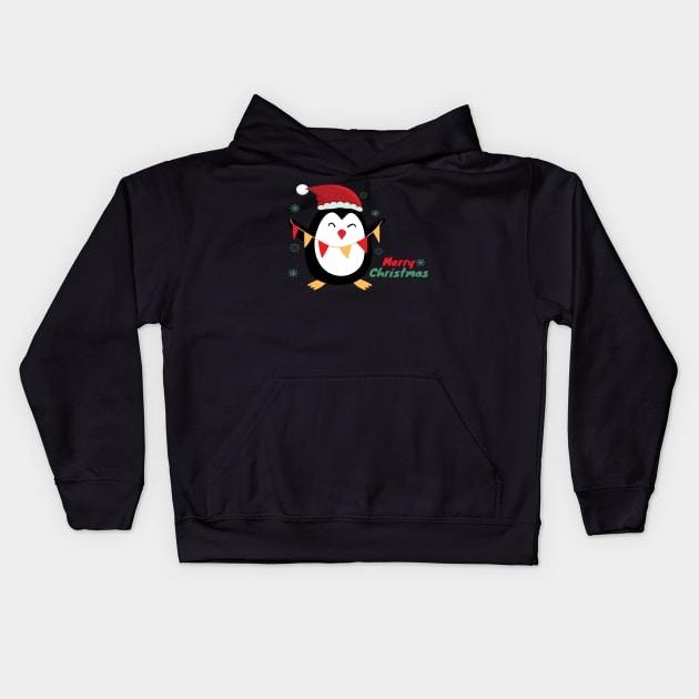 Cute Christmas Penguin Kids Hoodie by sara99